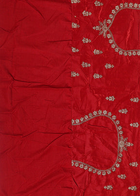Red Blended Silk Dupatta Lehenga Set