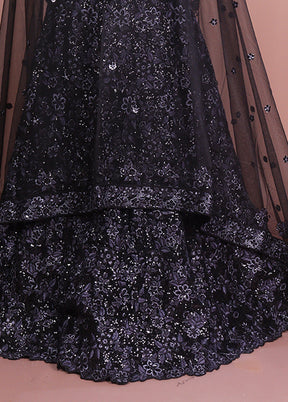 Black Pure SIlk Dupatta Lehenga Set