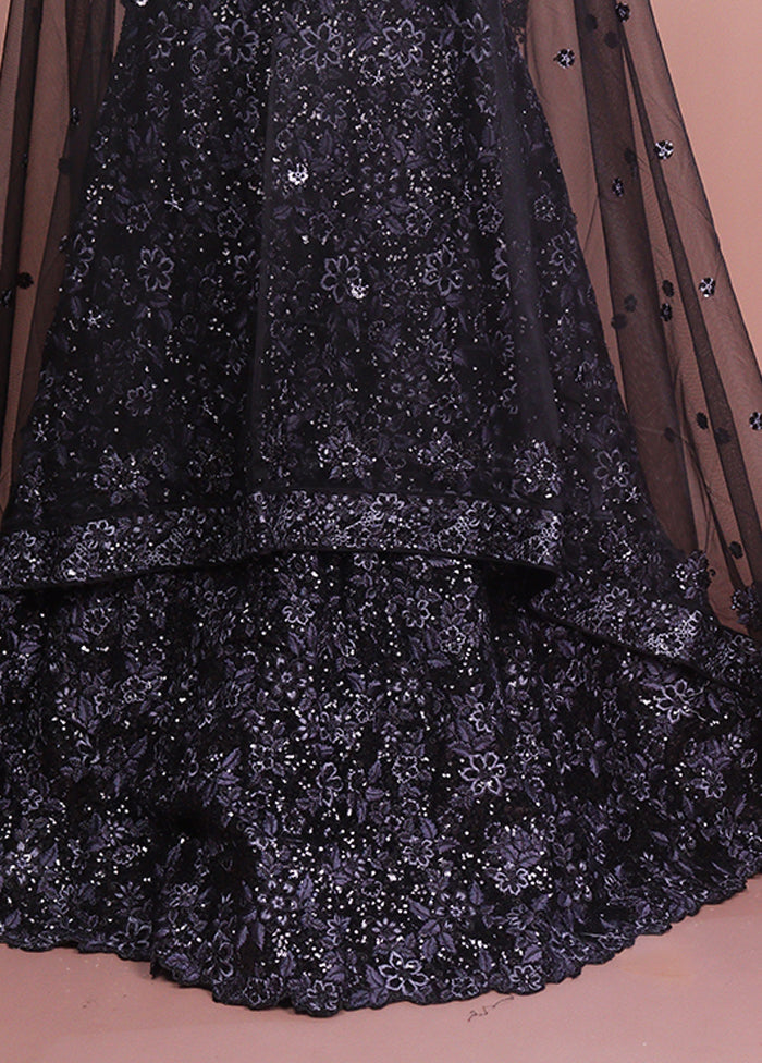 Black Pure SIlk Dupatta Lehenga Set