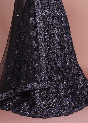 Black Pure SIlk Dupatta Lehenga Set