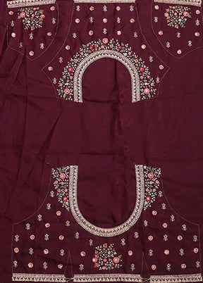 Maroon Pure SIlk Dupatta Lehenga Set