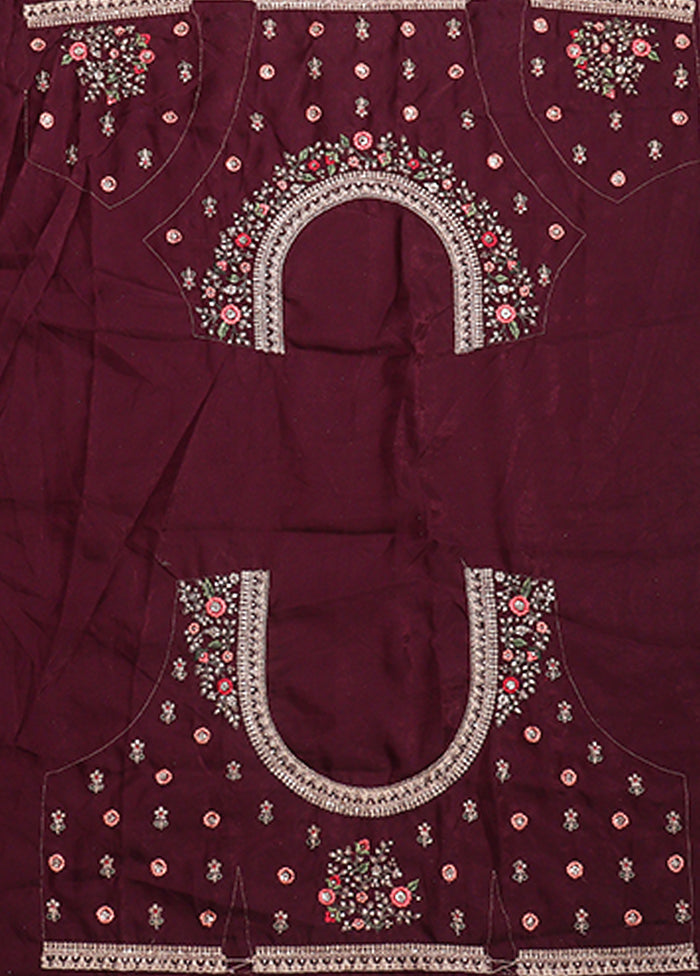Maroon Pure SIlk Dupatta Lehenga Set