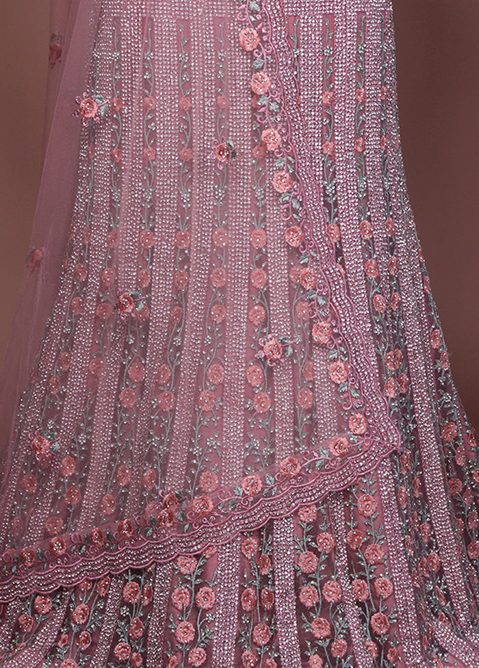 Pink Pure SIlk Dupatta Lehenga Set