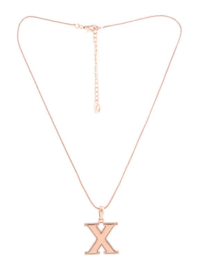 Rose Gold Plated Ablaze X Alphabet Pendant - Indian Silk House Agencies