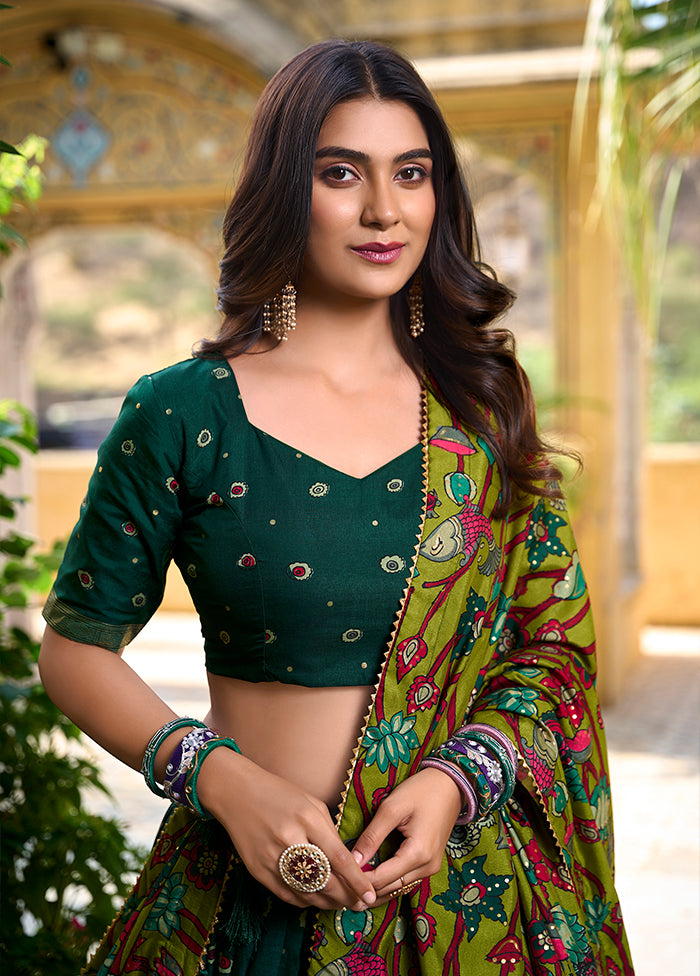 Multicolor Blended Silk Dupatta Lehenga Set