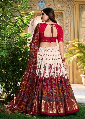 Multicolor Blended Silk Dupatta Lehenga Set