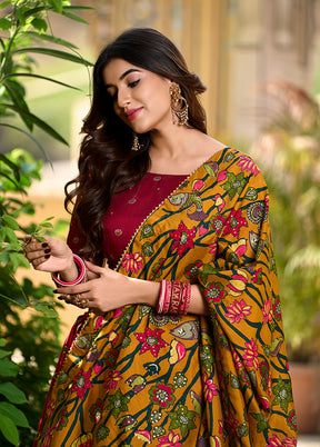 Multicolor Blended Silk Dupatta Lehenga Set