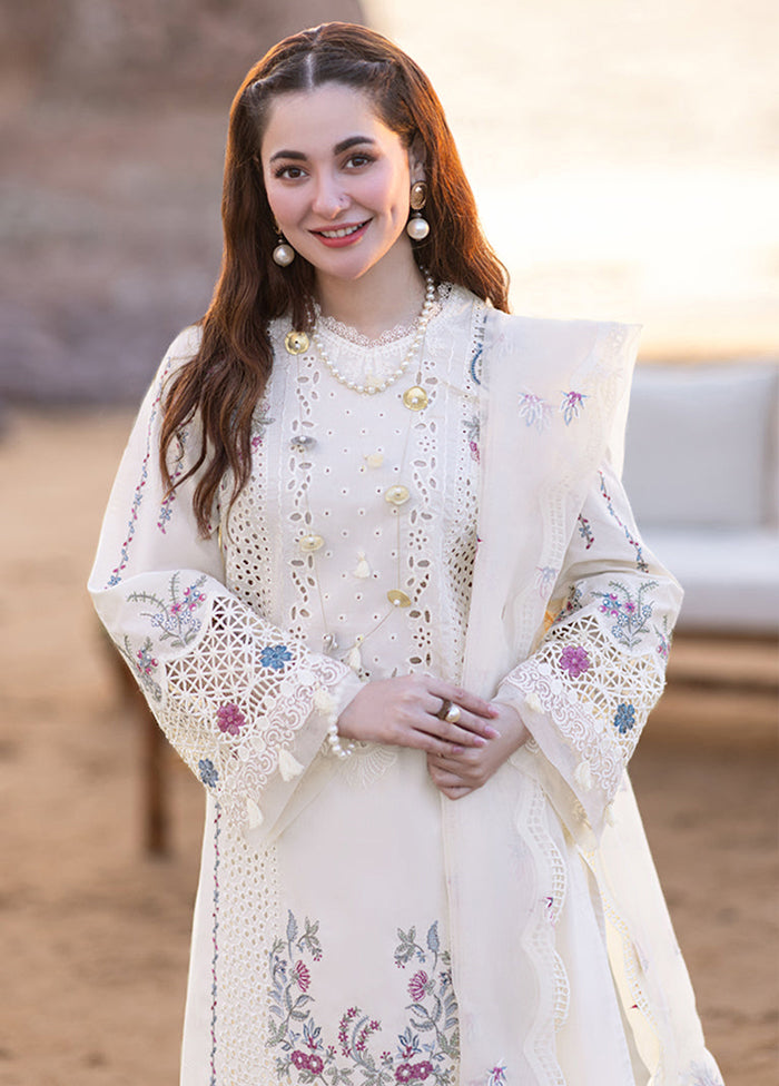 3 Pc Cream Cotton Suit Set