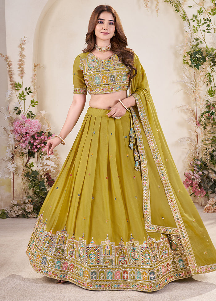 Yellow Georgette Dupatta Lehenga Set