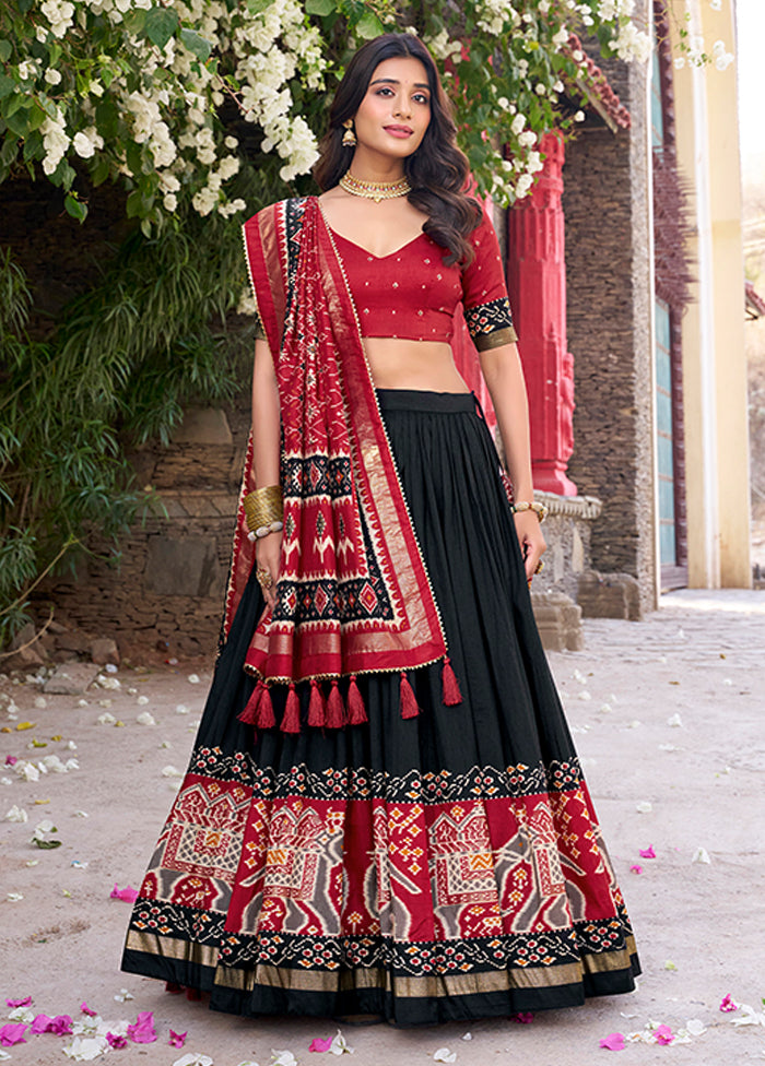 Maroon Blended Silk Dupatta Lehenga Set