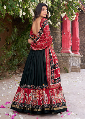 Maroon Blended Silk Dupatta Lehenga Set