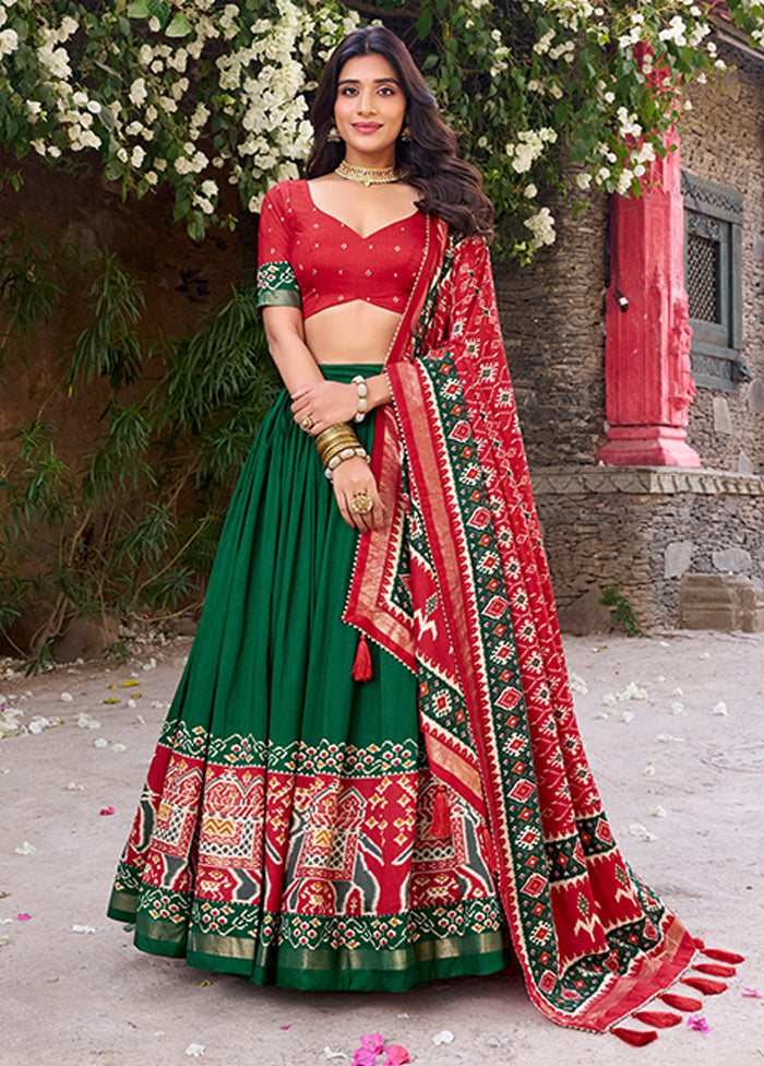 Maroon Blended Silk Dupatta Lehenga Set