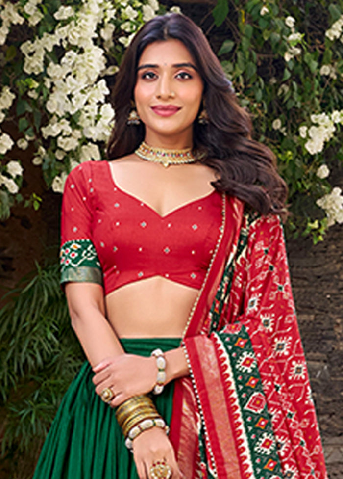 Maroon Blended Silk Dupatta Lehenga Set