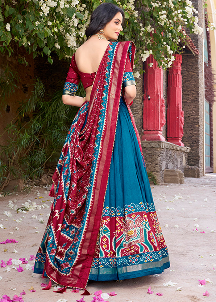 Maroon Blended Silk Dupatta Lehenga Set