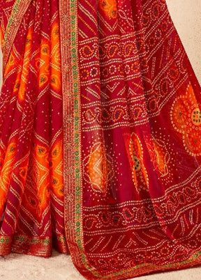 Multicolor Chiffon Saree With Blouse Piece