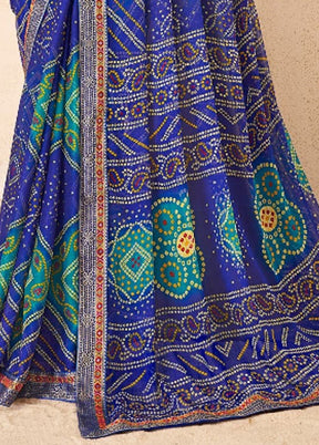 Multicolor Chiffon Saree With Blouse Piece