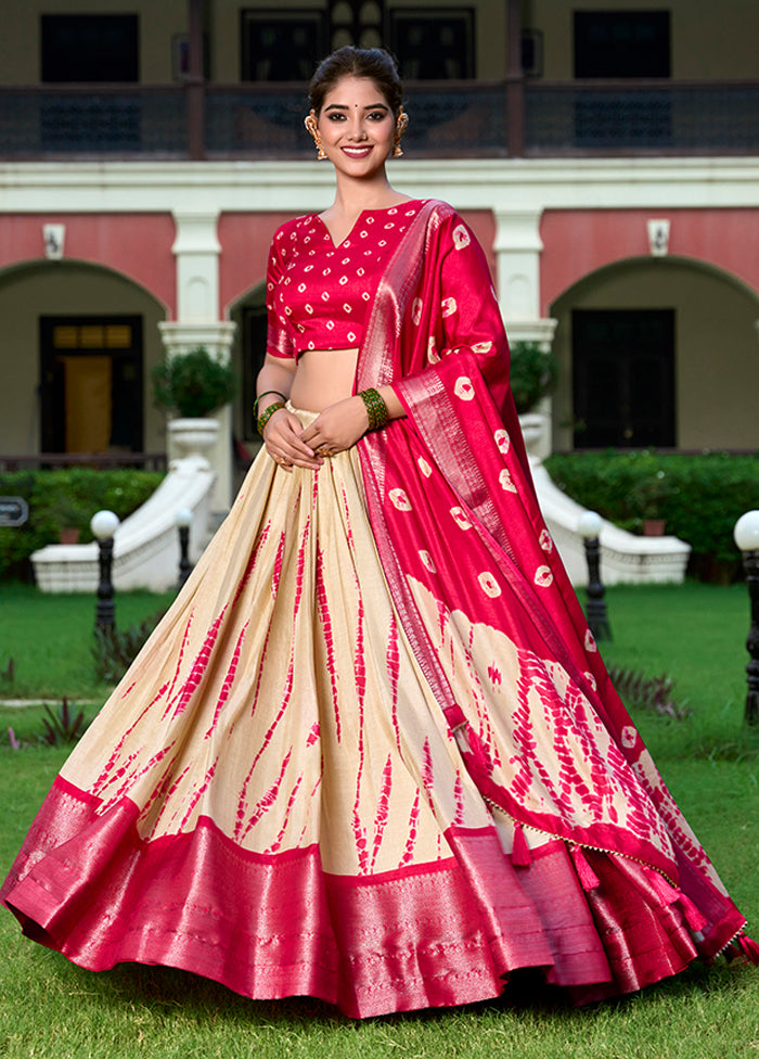 Red Blended Silk Dupatta Lehenga Set