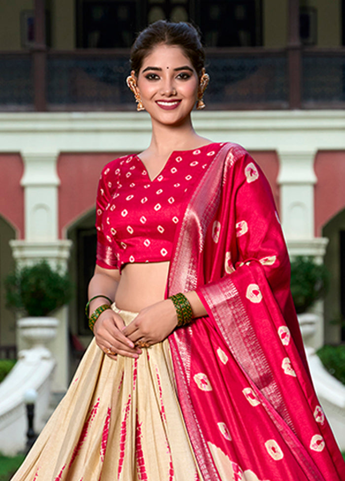 Red Blended Silk Dupatta Lehenga Set