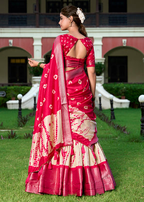 Red Blended Silk Dupatta Lehenga Set