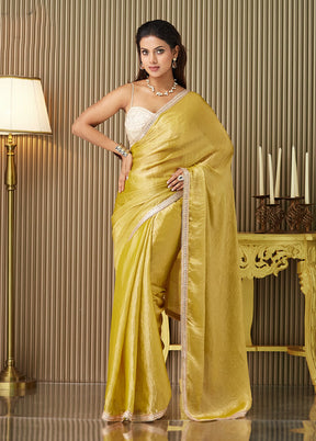 Yellow Chiffon Saree With Blouse Piece