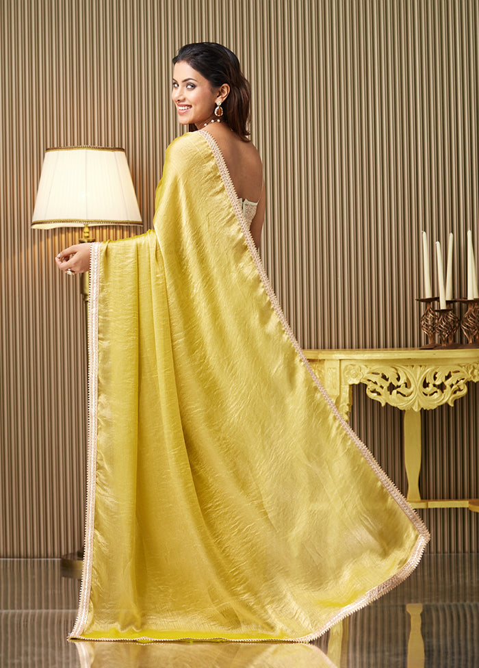 Yellow Chiffon Saree With Blouse Piece