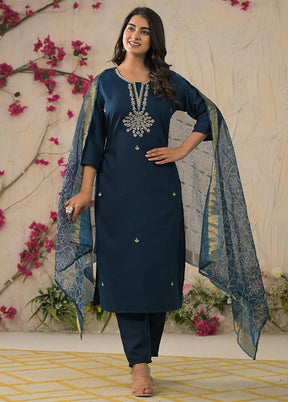 3 Pc Brown Silk Suit Set