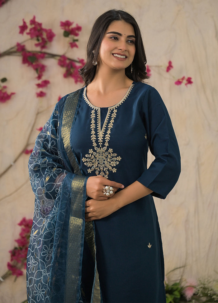 3 Pc Brown Silk Suit Set