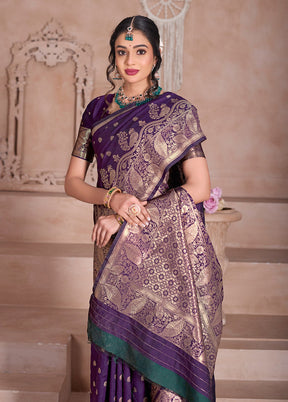 Wine Spun Silk Saree With Blouse Piece