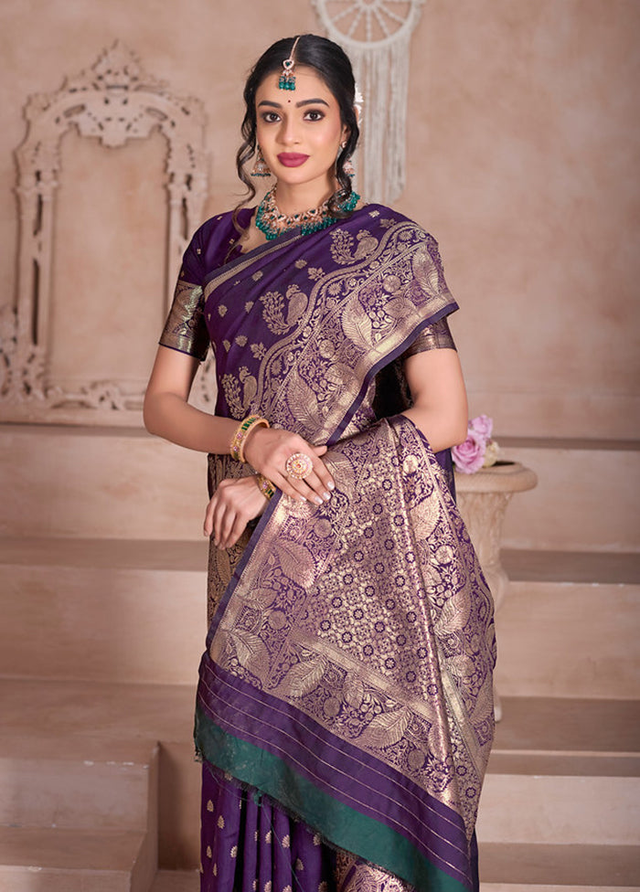 Wine Spun Silk Saree With Blouse Piece