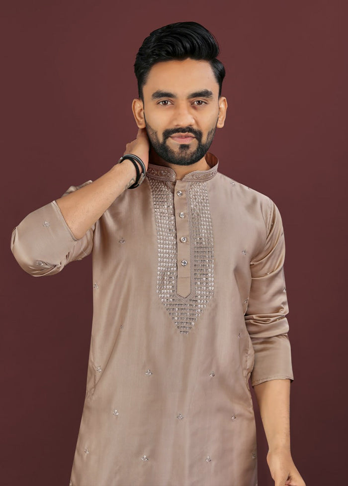 Brown Silk Kurta & Pajama Set