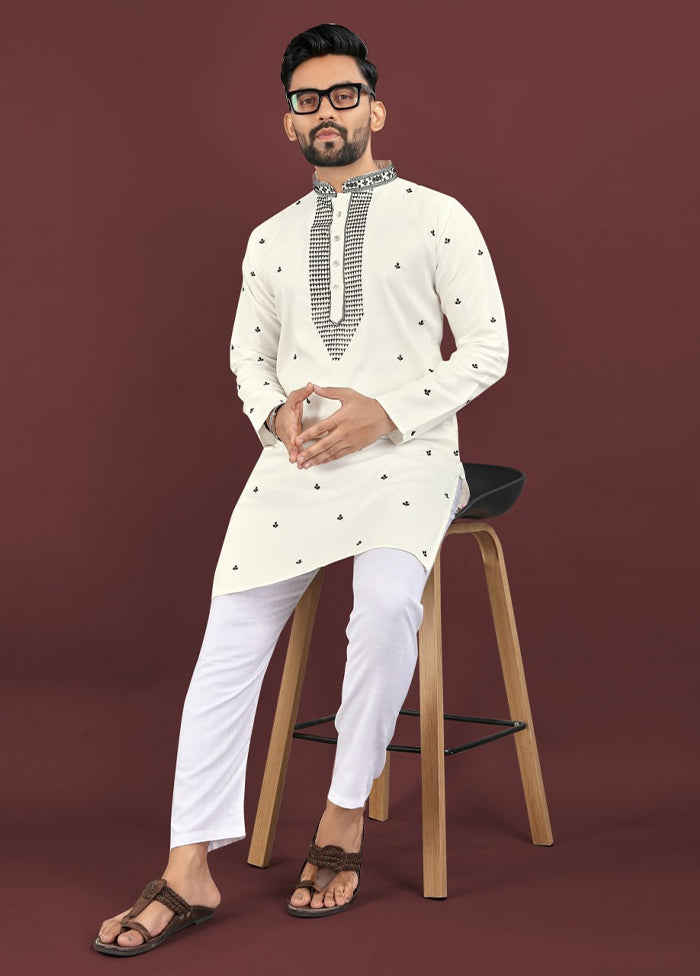 White Silk Kurta & Pajama Set