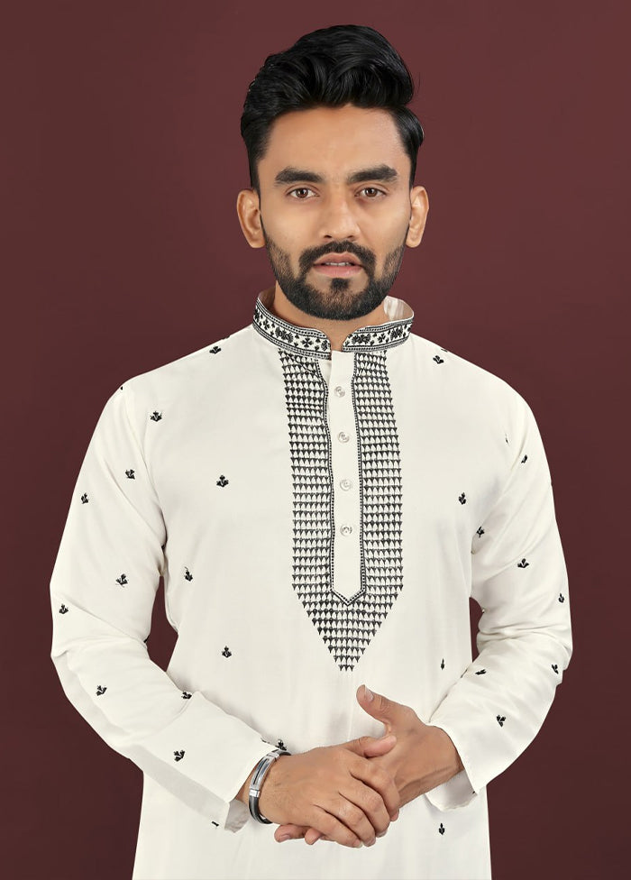 White Silk Kurta & Pajama Set