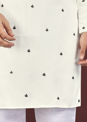 White Silk Kurta & Pajama Set