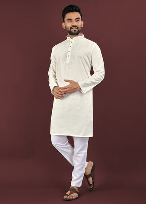 White Silk Kurta & Pajama Set
