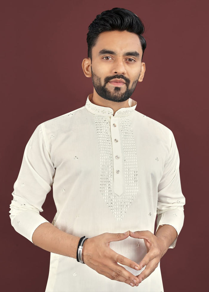 White Silk Kurta & Pajama Set