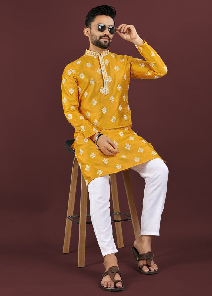 Yellow Silk Kurta & Pajama Set