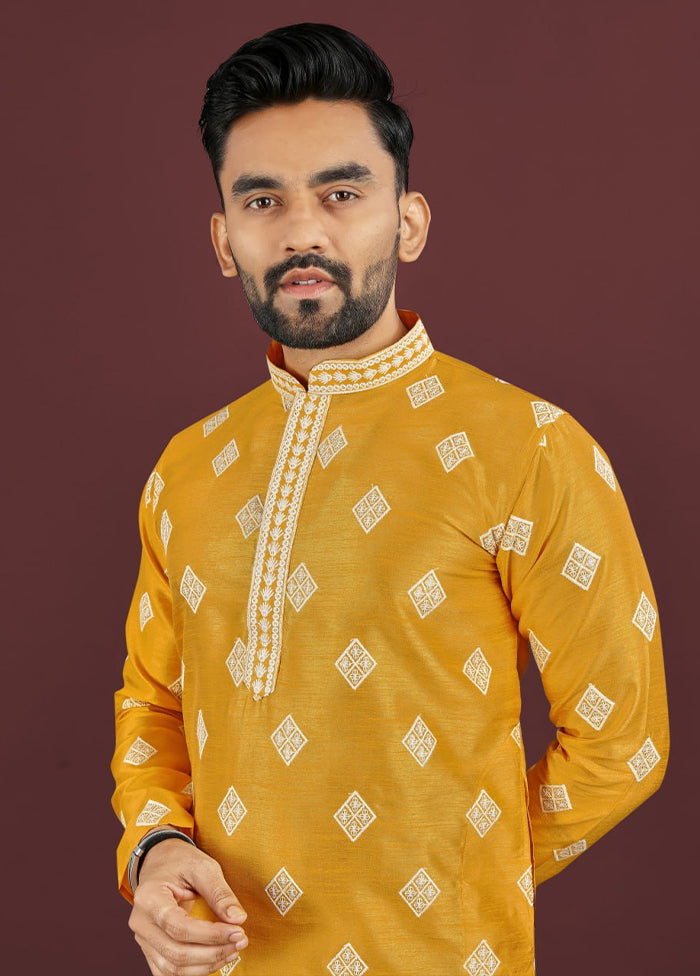 Yellow Silk Kurta & Pajama Set