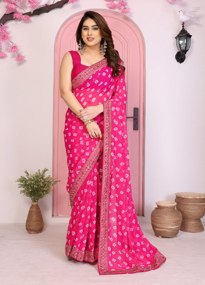 Pink Spun Silk Saree With Blouse Piece