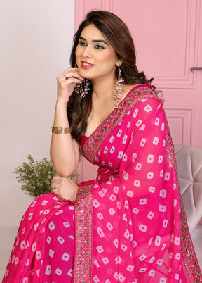 Pink Spun Silk Saree With Blouse Piece