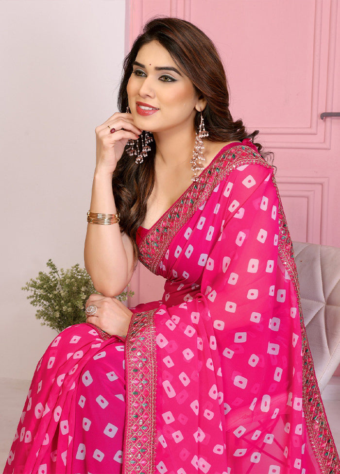 Pink Spun Silk Saree With Blouse Piece