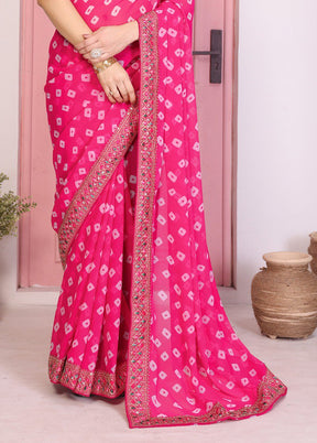 Pink Spun Silk Saree With Blouse Piece