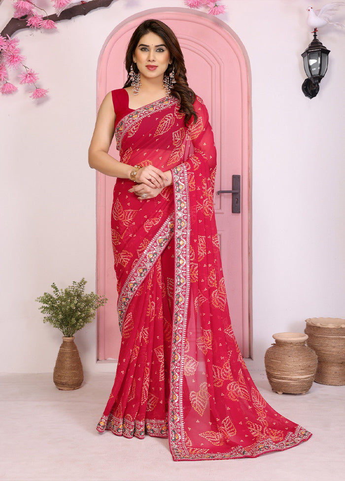 Pink Spun Silk Saree With Blouse Piece