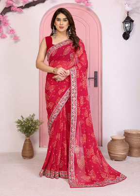 Pink Spun Silk Saree With Blouse Piece