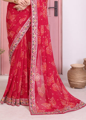 Pink Spun Silk Saree With Blouse Piece