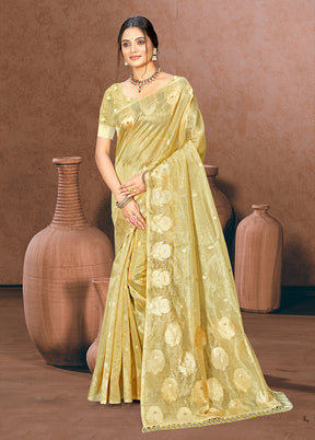 Golden Spun Silk Saree With Blouse Piece