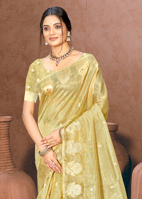 Golden Spun Silk Saree With Blouse Piece