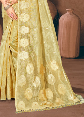 Golden Spun Silk Saree With Blouse Piece