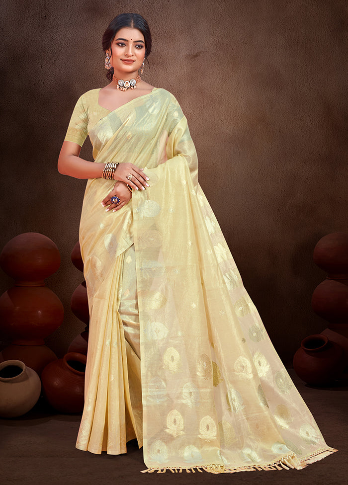 Golden Spun Silk Saree With Blouse Piece