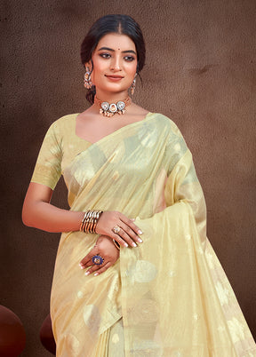 Golden Spun Silk Saree With Blouse Piece