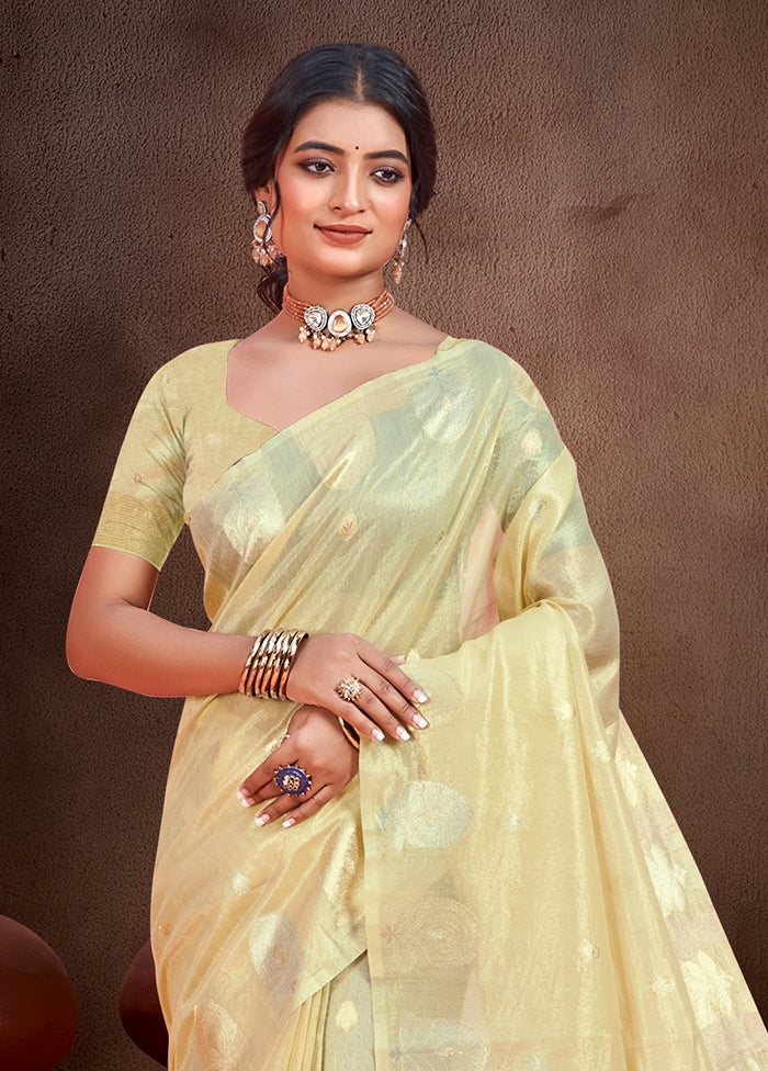 Golden Spun Silk Saree With Blouse Piece